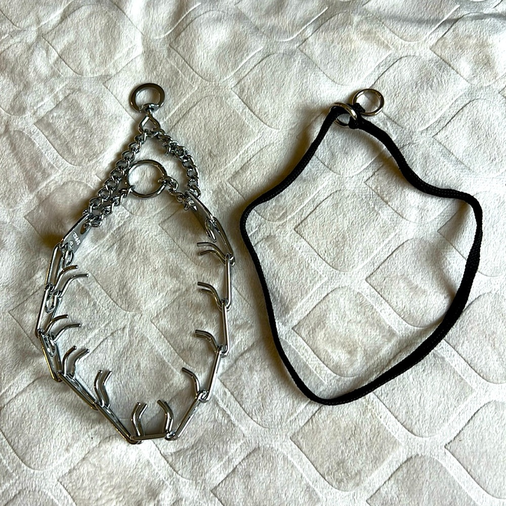 Sprenger prong dog collar and black coller